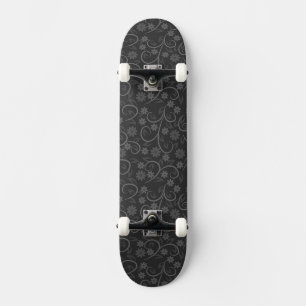 Skateboard Joli coussin décoratif à motif de fleurs grises