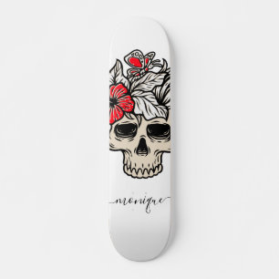 Skateboard Joli Crâne floral Gothique Squelette tendance Nom