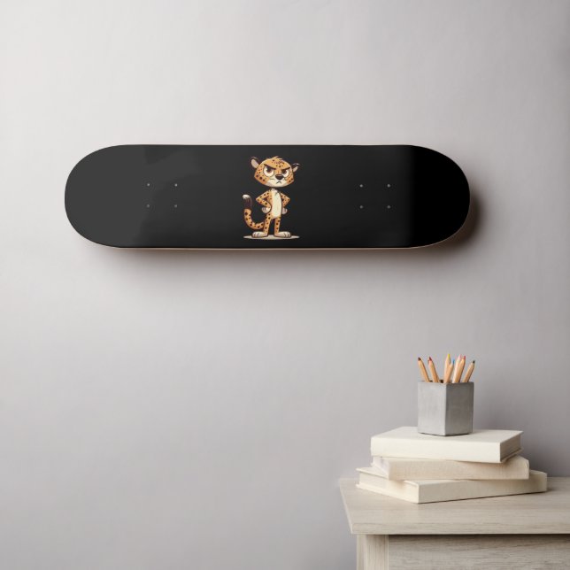 Skateboard joli guépard mécontent (Art mural (Horz))