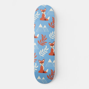 Skateboard Joli hiver Orange Fox Mountains Motif feuille