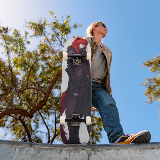 Skateboard Joli loup rouge Anime (Extérieur 1)