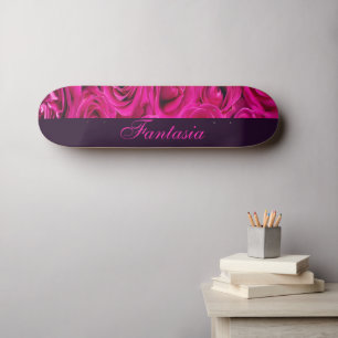 Skateboard Joli monogramme rose roses