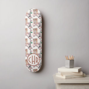 Skateboard Joli Monogramme Thème Français Les monuments de