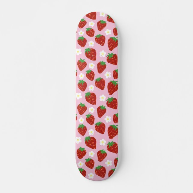 Skateboard Joli motif d'été aux fraises (Devant)