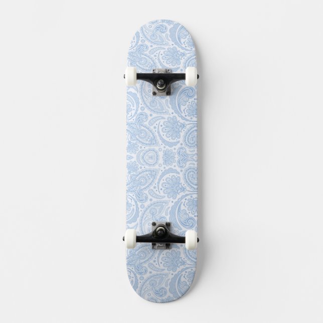 Skateboard Joli motif paisley bleu blanc (Recto)