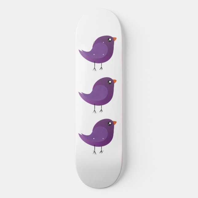 Skateboard joli oiseau violet (Recto)