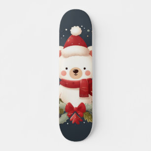 Skateboard Joli ours de Noël/d'hiver en couronne