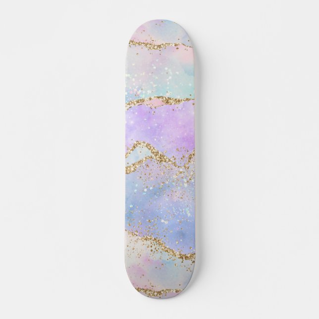 Skateboard Joli Pastel Agate | Aquarelle de la veine Parties  (Devant)