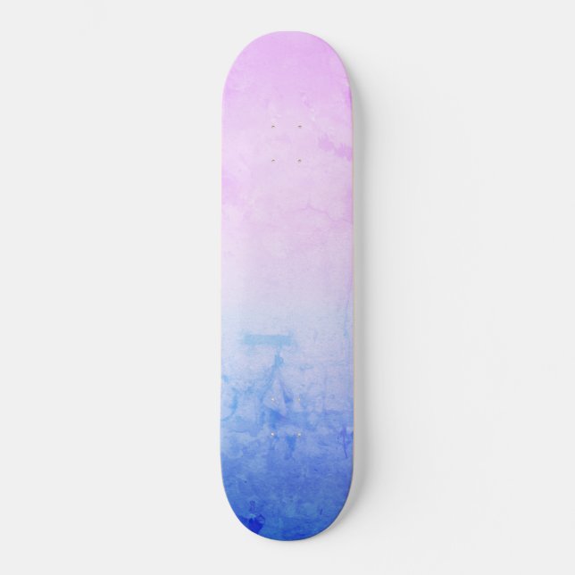 Skateboard Joli Pastel Marbre Ombre Lavender Rose Bleu (Recto)