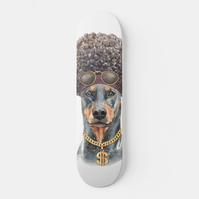 Skateboard Joli Rapper Aquarelle Doberman (Recto)