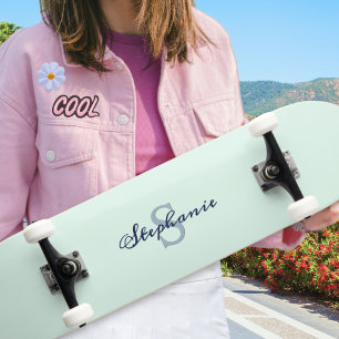 Skateboard Joli Vert Clair Élégant Simple Mignon Monogrammé