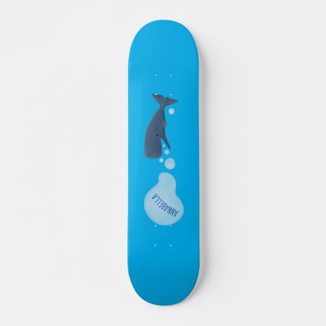 Skateboard Jolie baleine à sperme soufflant bulles dessin (Devant)