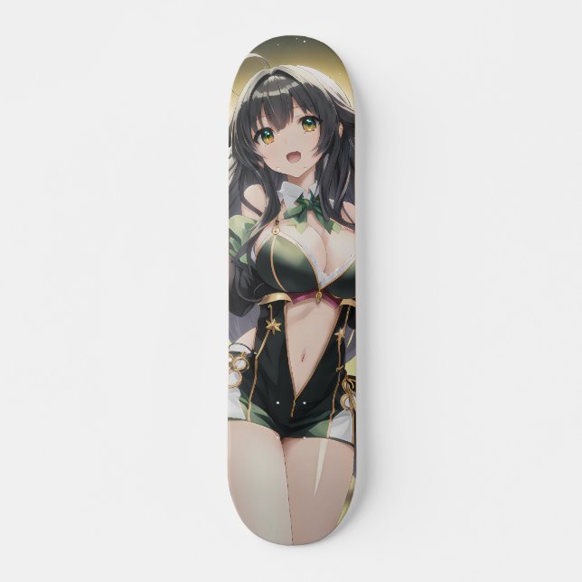 Skateboard Jolie fille Anime souriante (Devant)