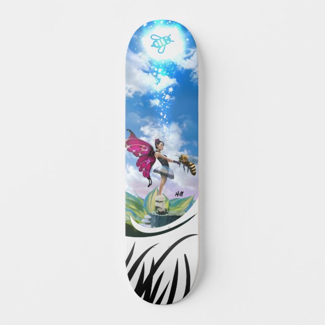 Skateboard Jolie fille Fairy Casting Magic Spell on Bumble Be (Recto)
