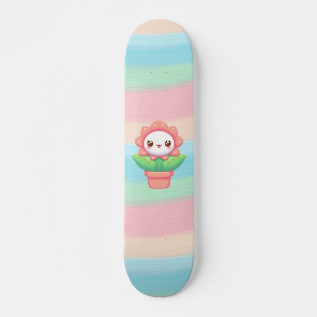 Skateboard Jolie fleur fantaisiste en pot (Devant)