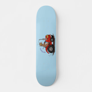 Skateboard Jolie vache heureuse conduisant un dessin animé de
