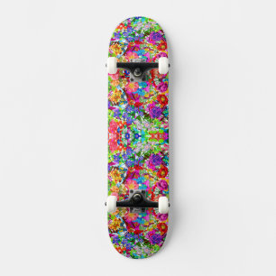 Skateboard Jolies fleurs magiques colorées
