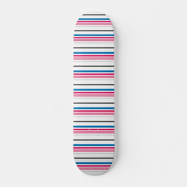 Skateboard Jolies rayures bleues blanches (Devant)