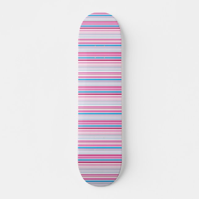 Skateboard Jolies rayures bleues roses (Devant)