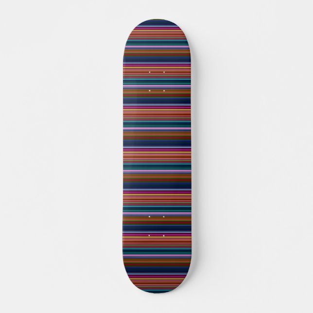 Skateboard Jolies rayures colorées rétro (Devant)