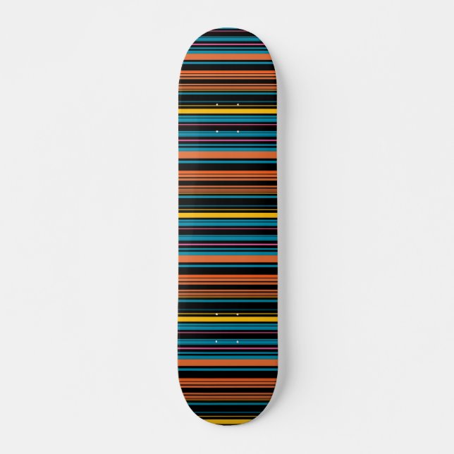 Skateboard Jolies rayures noires bleues (Devant)