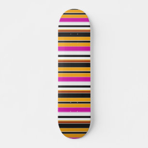 Skateboard Jolies rayures noires orange