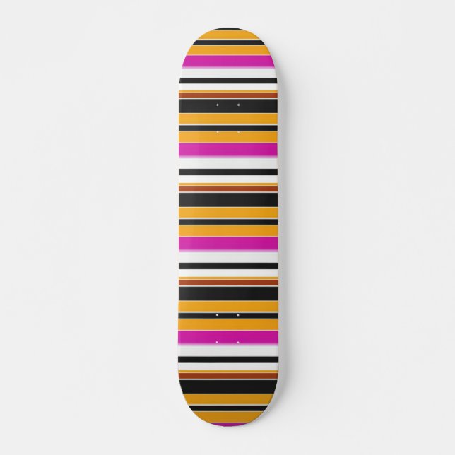 Skateboard Jolies rayures noires orange (Devant)