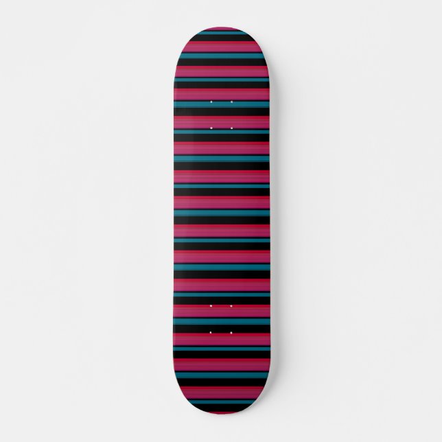 Skateboard Jolies rayures noires roses (Devant)