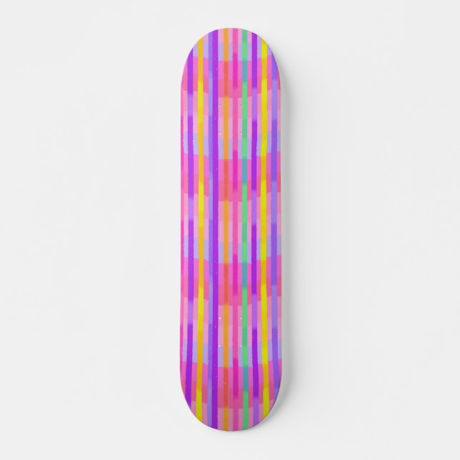 Skateboard Jolies Rayures Pastel Arc-en-ciel (Devant)