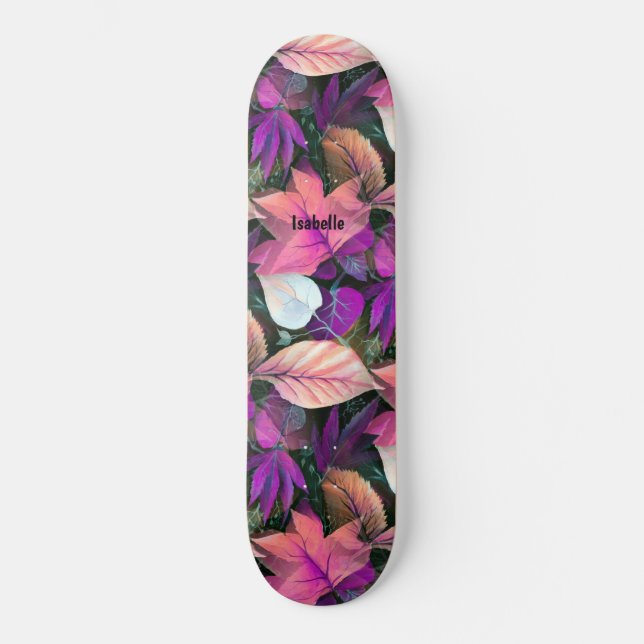 Skateboard Jouer Pink Swag Foliage dans un style artistique m (Recto)