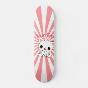 Skateboard Joueur Kawaii White Kitten personnalisé