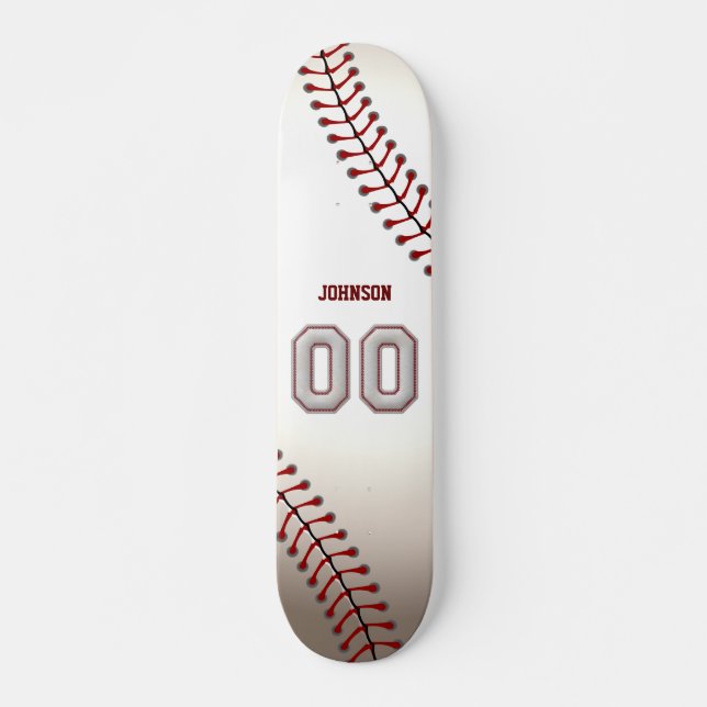 Skateboard Joueur numéro 00 - points frais de base-ball (Devant)