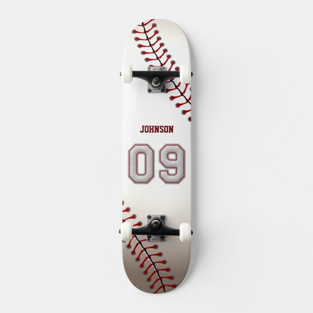 Skateboard Joueur numéro 09 - points frais de base-ball (Recto)