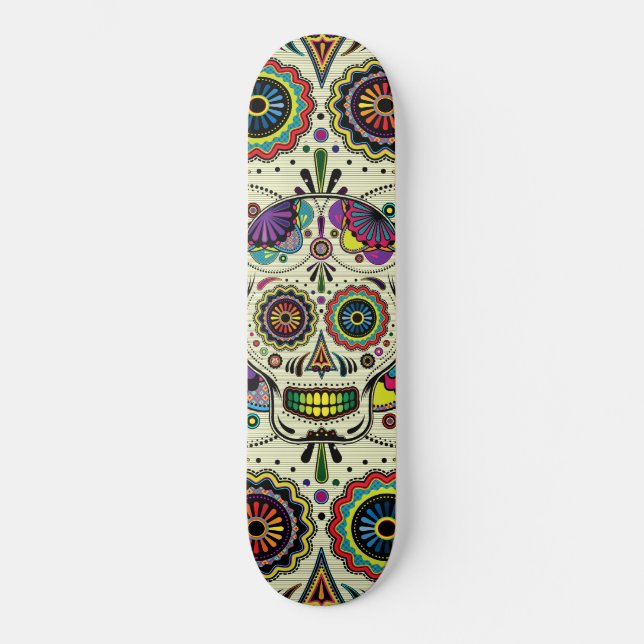 Skateboard Jour d'art crâne de sucre des morts (Recto)