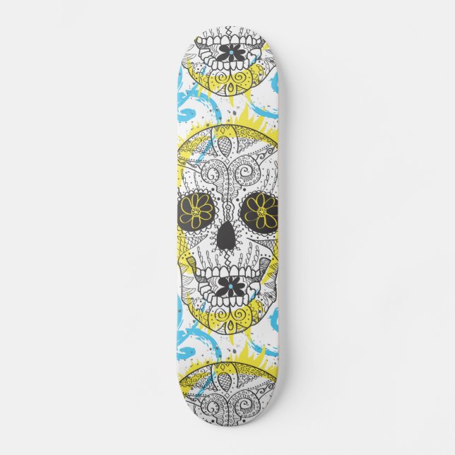 Skateboard Jour de la mort crâne de sucre dessin de tatouage  (Recto)