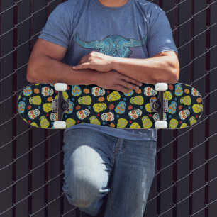 Skateboard Jour du Motif des crânes de sucre morts