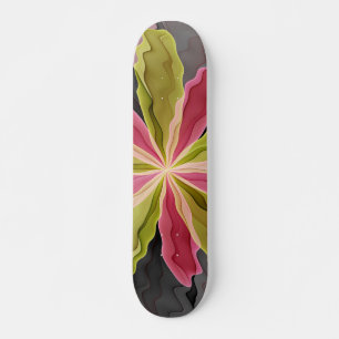 Skateboard Joy, Vert rose Anthracite Imaginaire Fleur Fractal