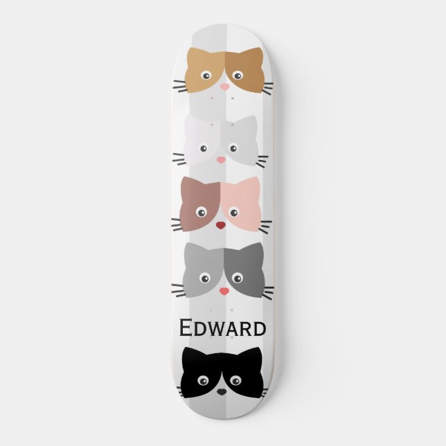 Skateboard Joyeux Chatons Curieux (Recto)