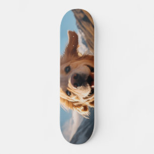 Skateboard Joyeux Golden Retriever en cours