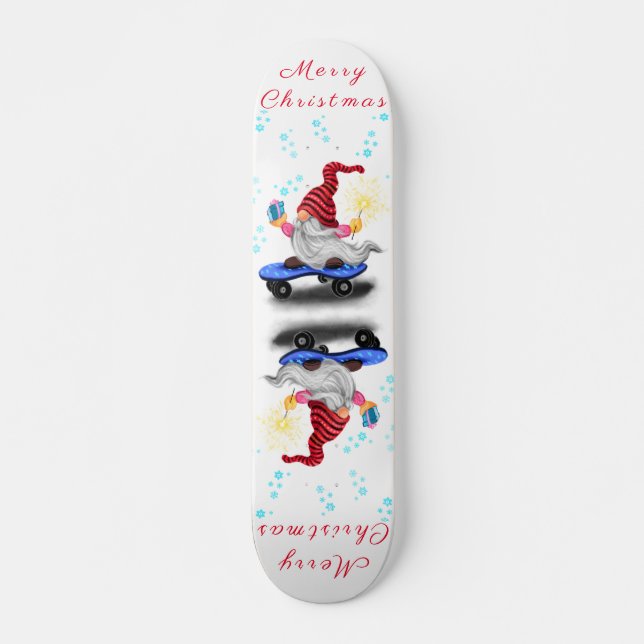Skateboard Joyeux Noël - Happy Skater Gnome avec cadeaux (Devant)