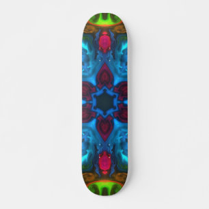 Skateboard Kaleidoscope psychédélique bleu rose et vert