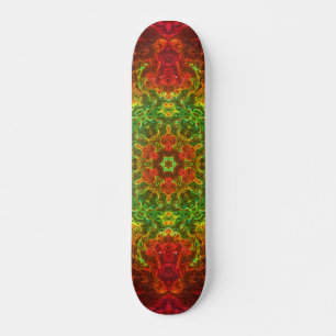 Skateboard Kaleidoscope psychédélique Fleur vert et rouge