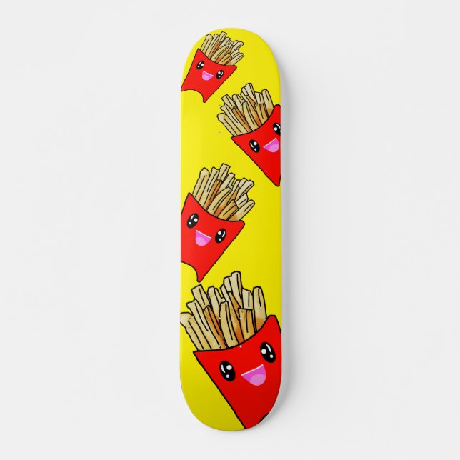 Skateboard Kawaii French Fries Fast Food Coloré (Devant)