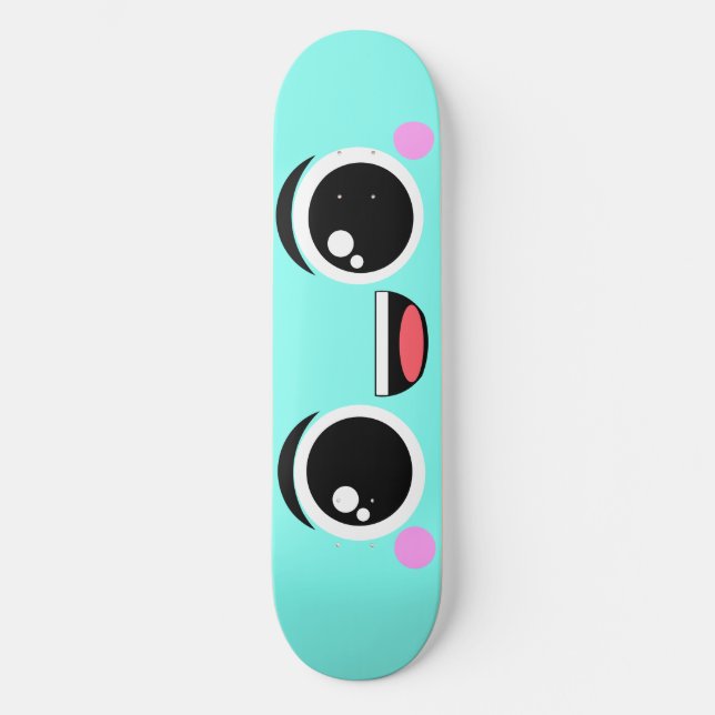 Skateboard Kawaii Happy Anime Face Aqua (Recto)