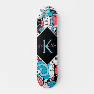 Skateboard Kawaii Style de dessin Dessert Nom et enfants init