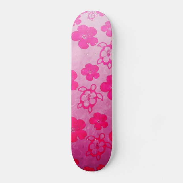 Skateboard Ketmie et tortues roses de Honu (Recto)