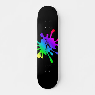 Skateboard Kid Colorée Paint Splash Ajouter le nom