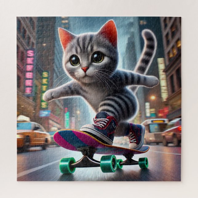Skateboard Kitty Puzzle (Vertical)