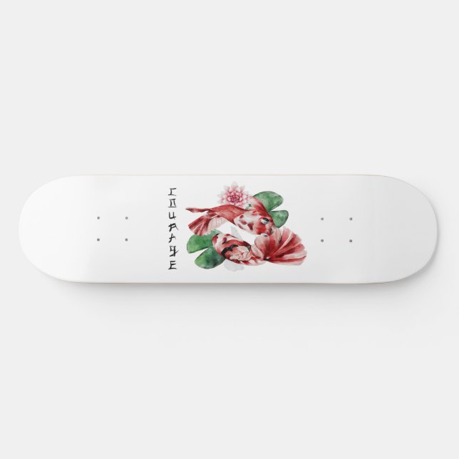 Skateboard Koi Fish Style japonais Script Art oriental (Horz)