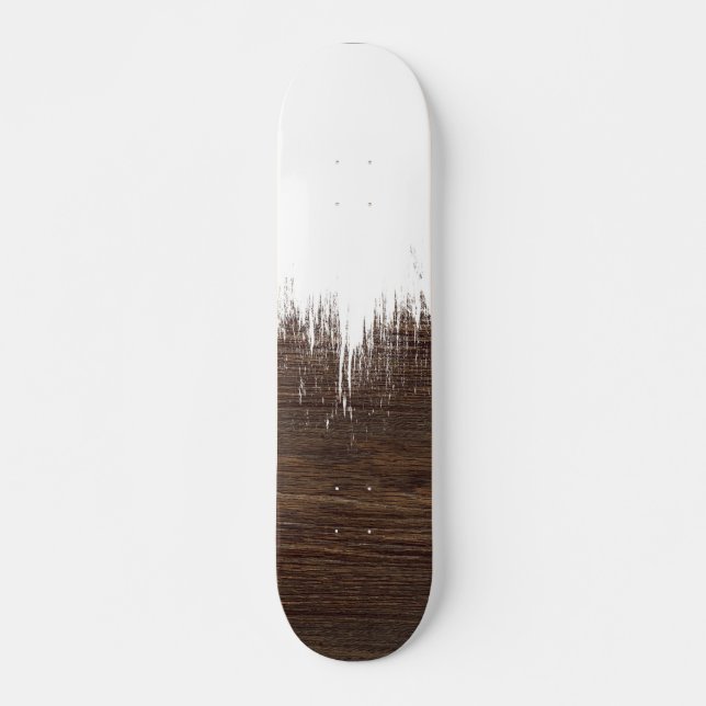Skateboard La brosse blanche moderne frotte le bois brun (Devant)